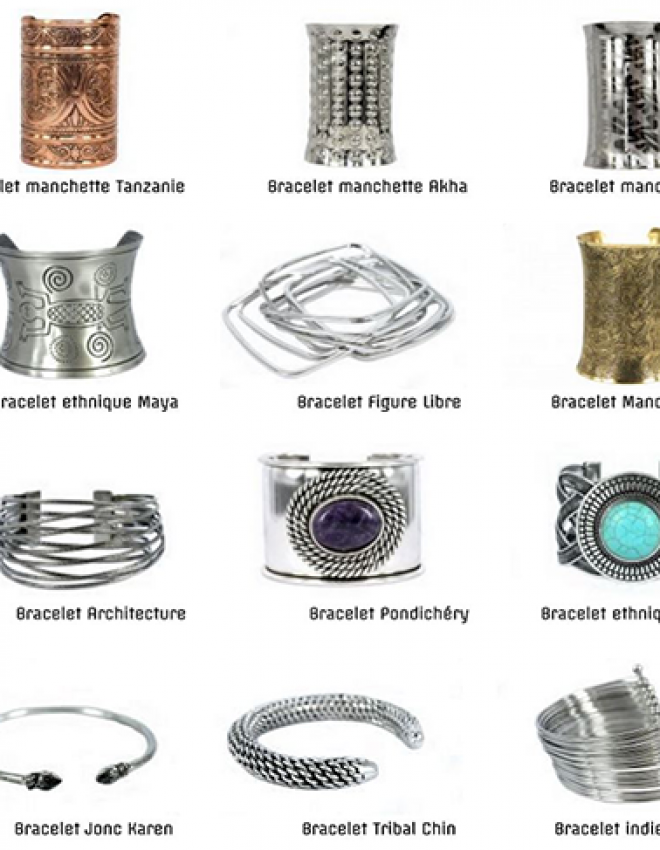 Un trésor de bijoux modes : bracelets manchettes, ethnies, fins…