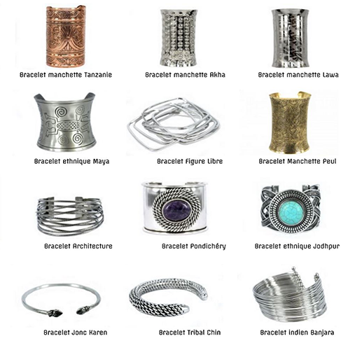 Un trésor de bijoux modes : bracelets manchettes, ethnies, fins…